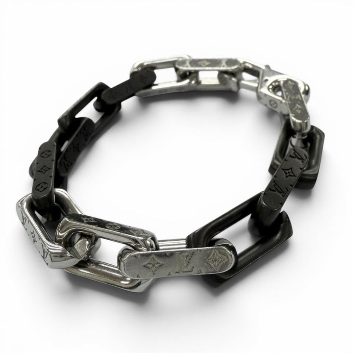 Great LOUIS VUITTON bracelet Monogram Chain Silver mens M M00686