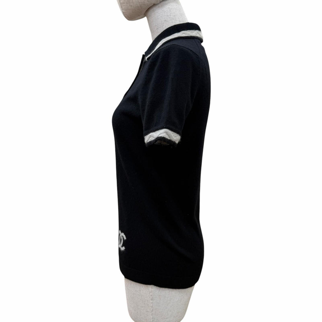 Great CHANEL Short sleeve knit COCO Mark polo shirt cashmere 38 04A P24422V01664