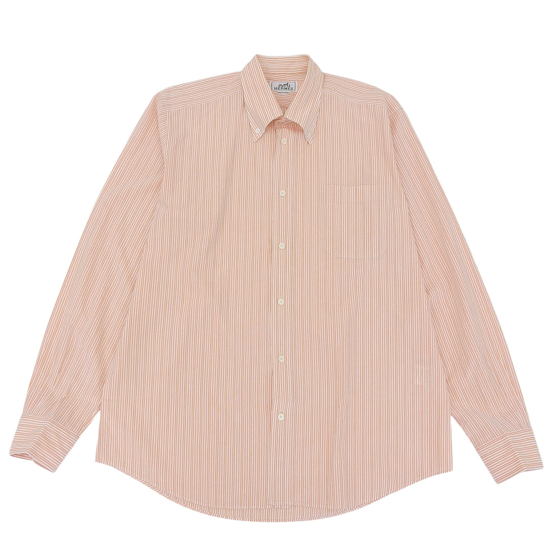 Great HERMES Long sleeve shirt With serie buttons Orange cotton mens 41