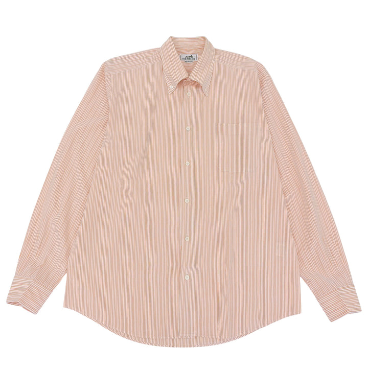 Great HERMES Long sleeve shirt With serie buttons Orange cotton mens 41