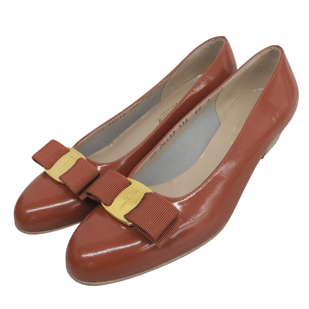 Pristine Salvatore Ferragamo pumps VARA terracotta leather Women 6.5