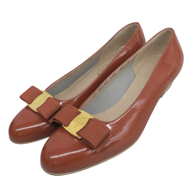 Pristine Salvatore Ferragamo pumps VARA terracotta leather Women 6.5