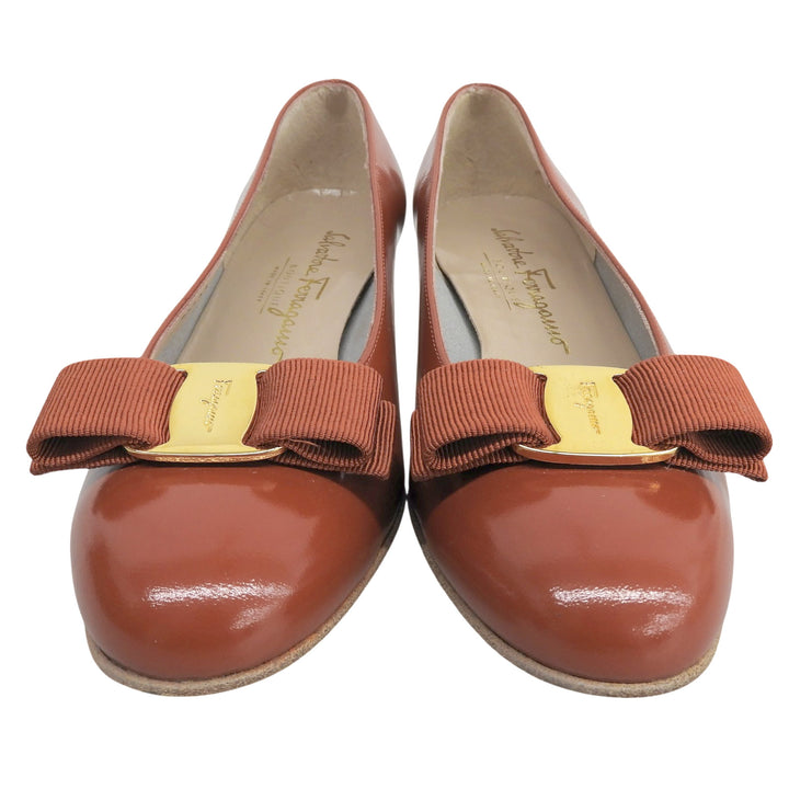 Pristine Salvatore Ferragamo pumps VARA terracotta leather Women 6.5