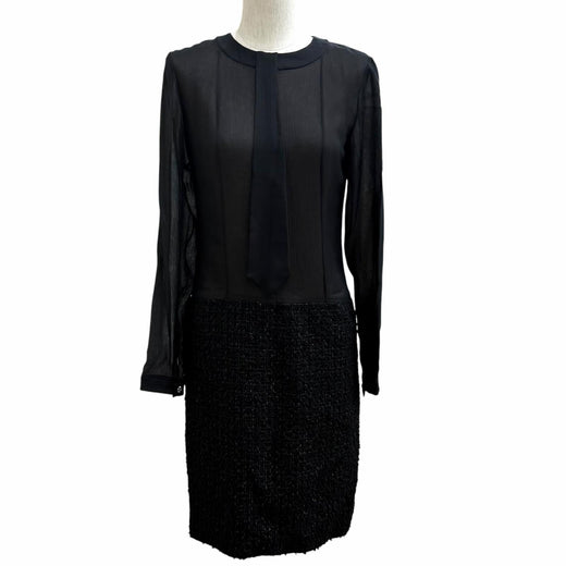 Excellent CHANEL one piece COCO Mark button, Tweed (switchable) silk 34 P71763
