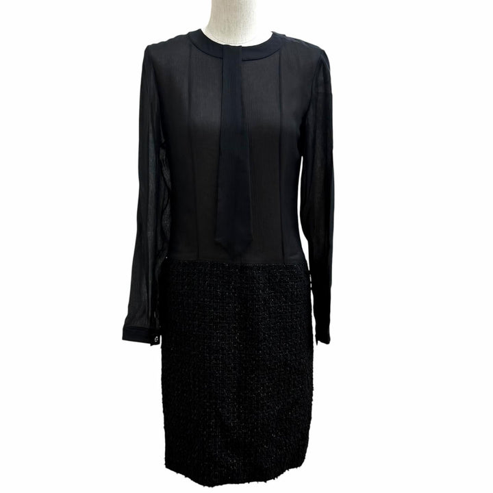 Excellent CHANEL one piece COCO Mark button, Tweed (switchable) silk 34 P71763
