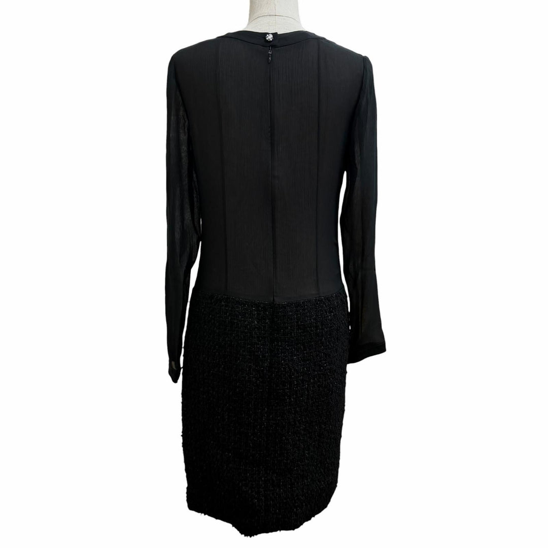 Excellent CHANEL one piece COCO Mark button, Tweed (switchable) silk 34 P71763