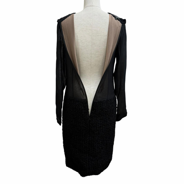 Excellent CHANEL one piece COCO Mark button, Tweed (switchable) silk 34 P71763