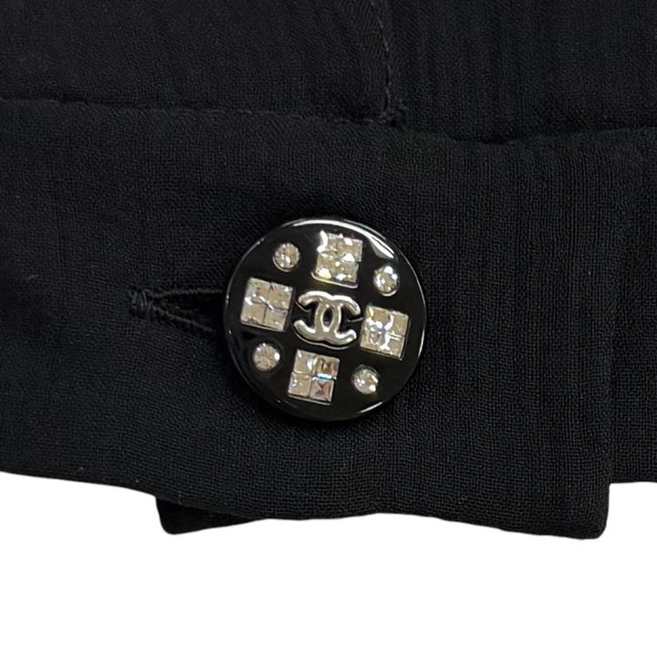 Excellent CHANEL one piece COCO Mark button, Tweed (switchable) silk 34 P71763
