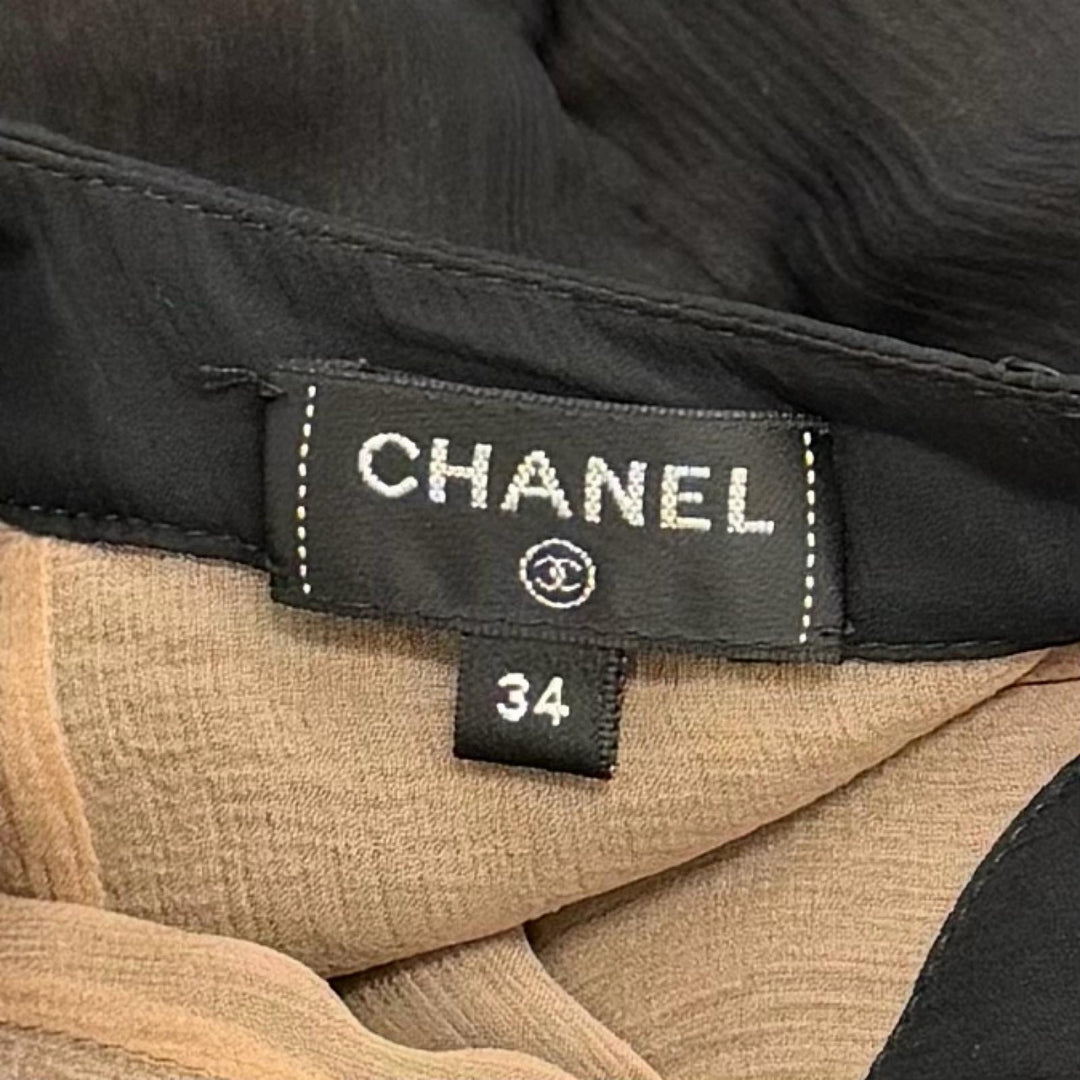 Excellent CHANEL one piece COCO Mark button, Tweed (switchable) silk 34 P71763