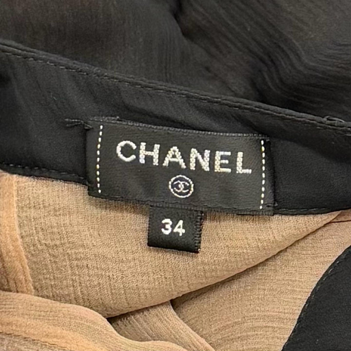 Excellent CHANEL one piece COCO Mark button, Tweed (switchable) silk 34 P71763