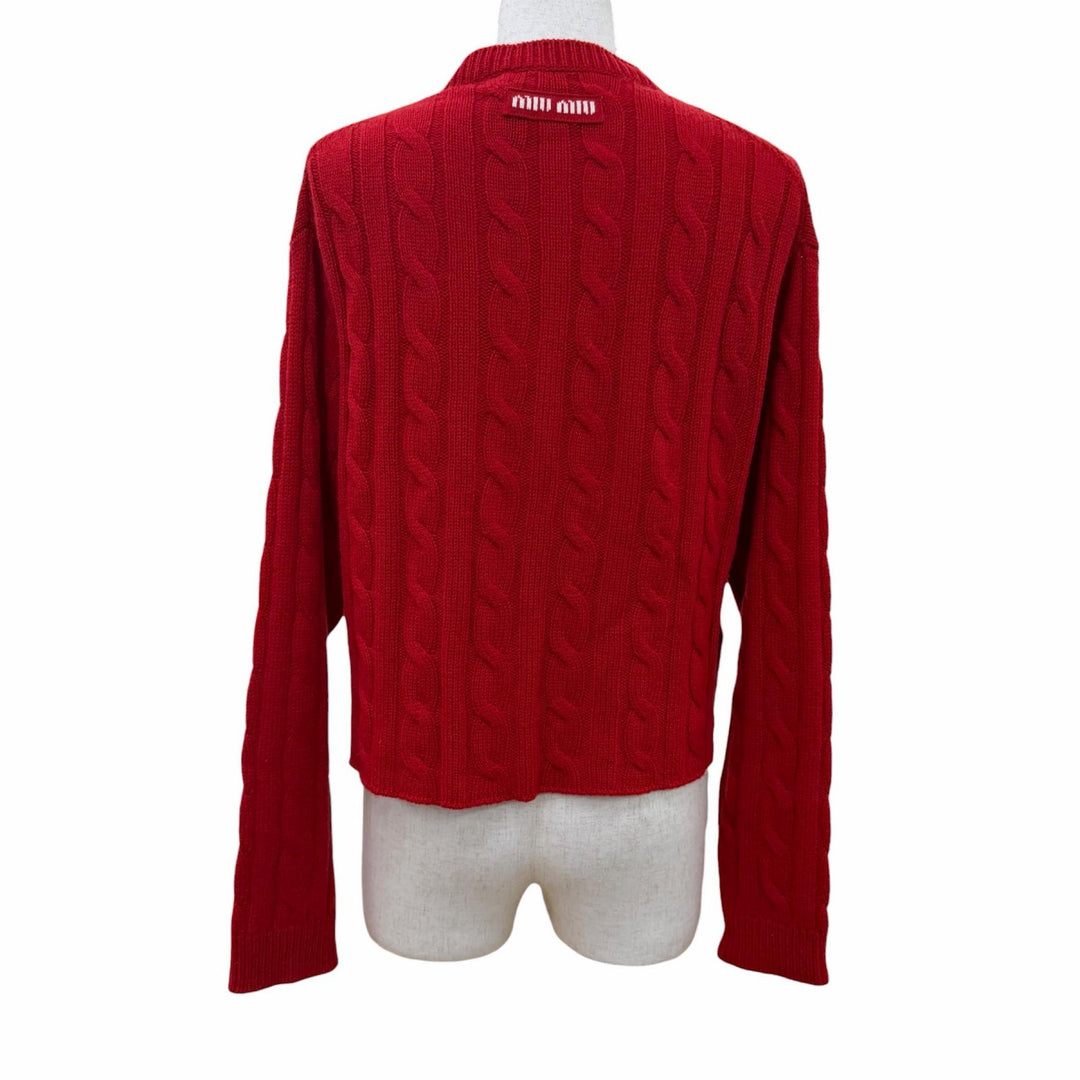 Pristine MIUMIU cardigan Back logo knit Red cashmere Women 40 MMF632