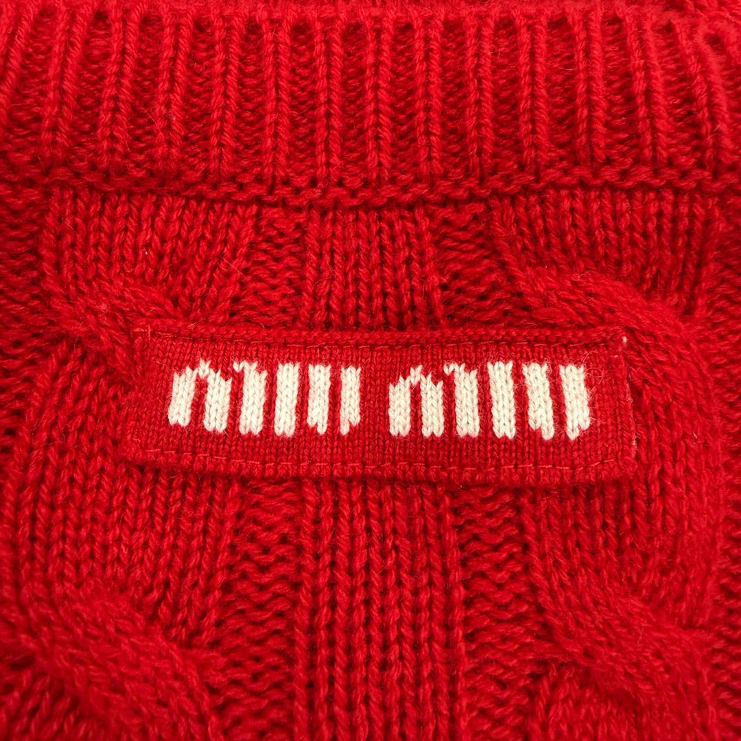 Pristine MIUMIU cardigan Back logo knit Red cashmere Women 40 MMF632