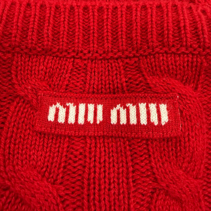 Pristine MIUMIU cardigan Back logo knit Red cashmere Women 40 MMF632