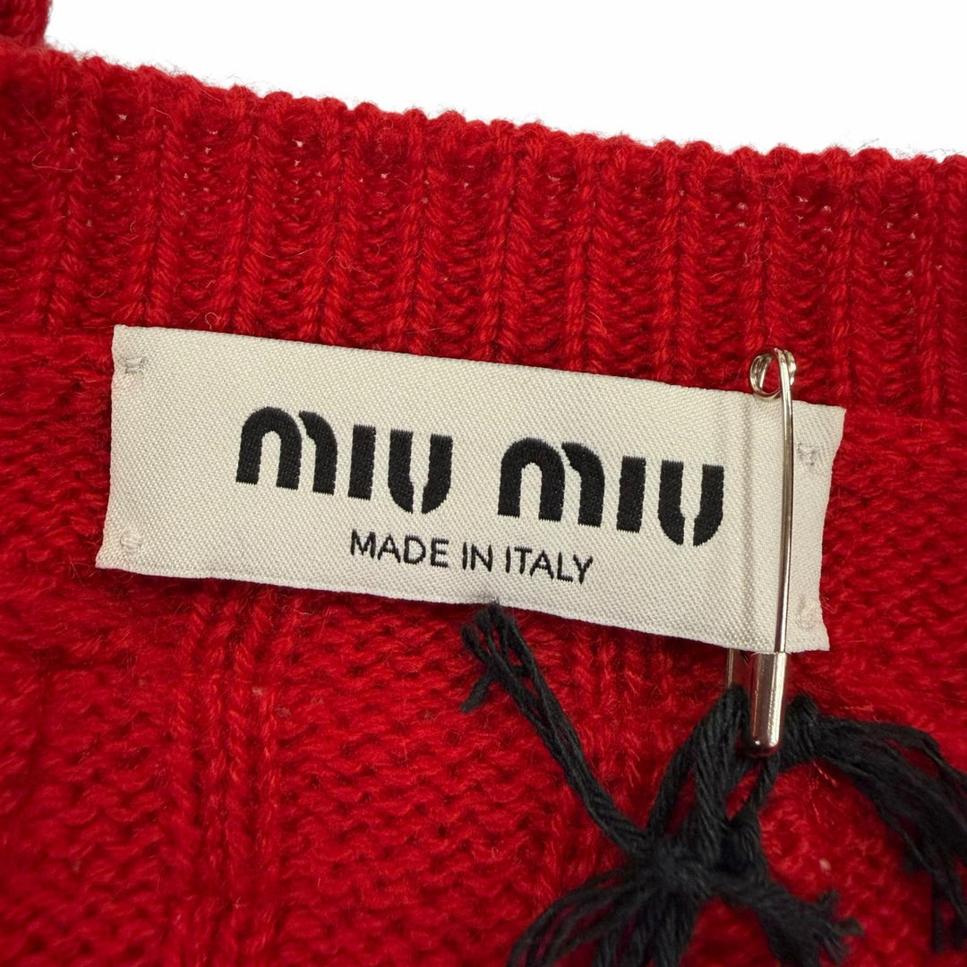 Pristine MIUMIU cardigan Back logo knit Red cashmere Women 40 MMF632