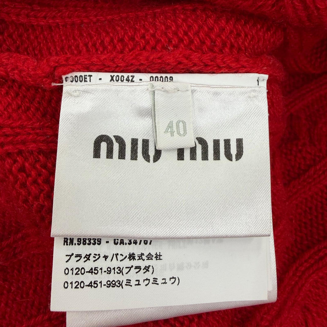 Pristine MIUMIU cardigan Back logo knit Red cashmere Women 40 MMF632