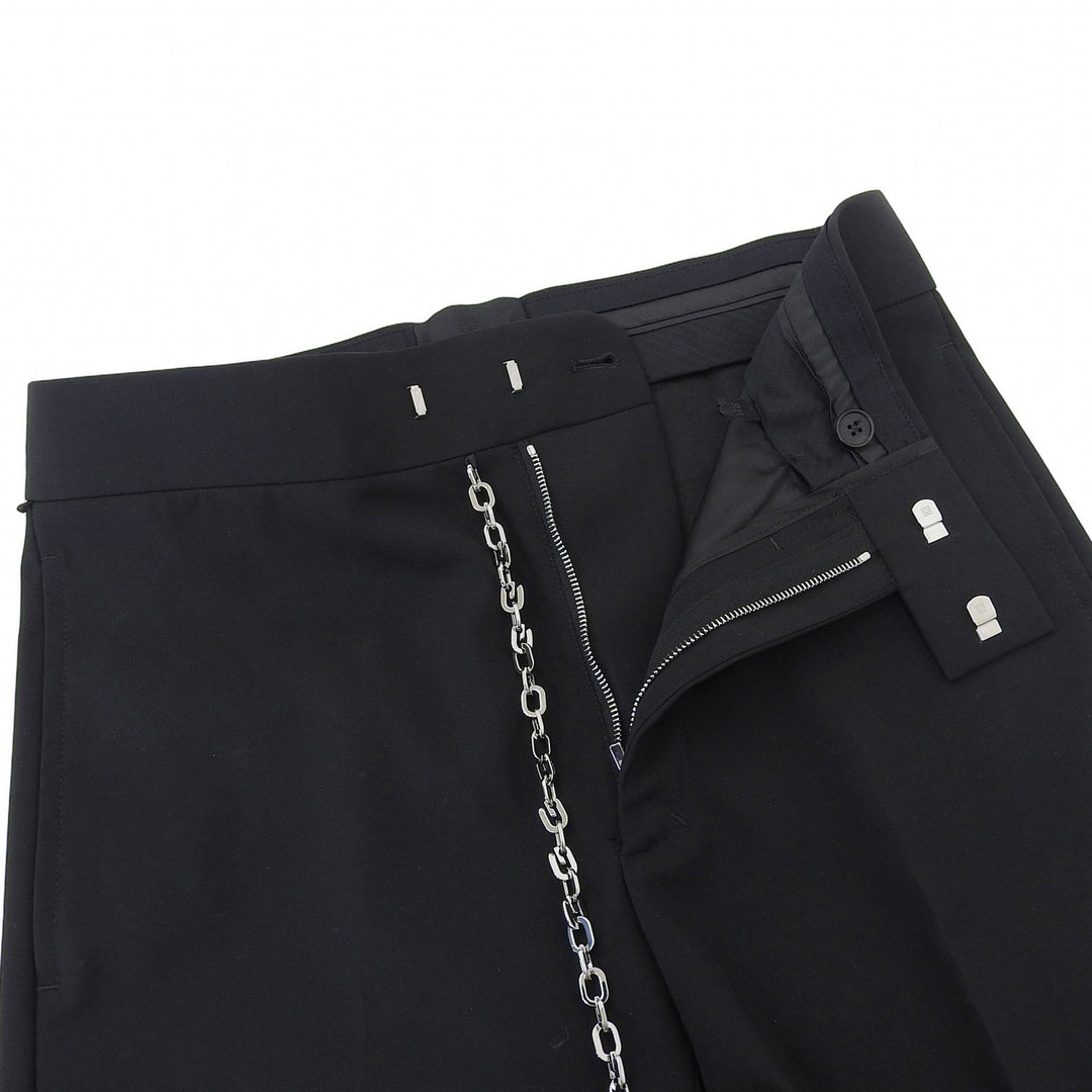 Pristine GIVENCHY Pants Slacks with chain detail black wool mens 44 BM50V813MP