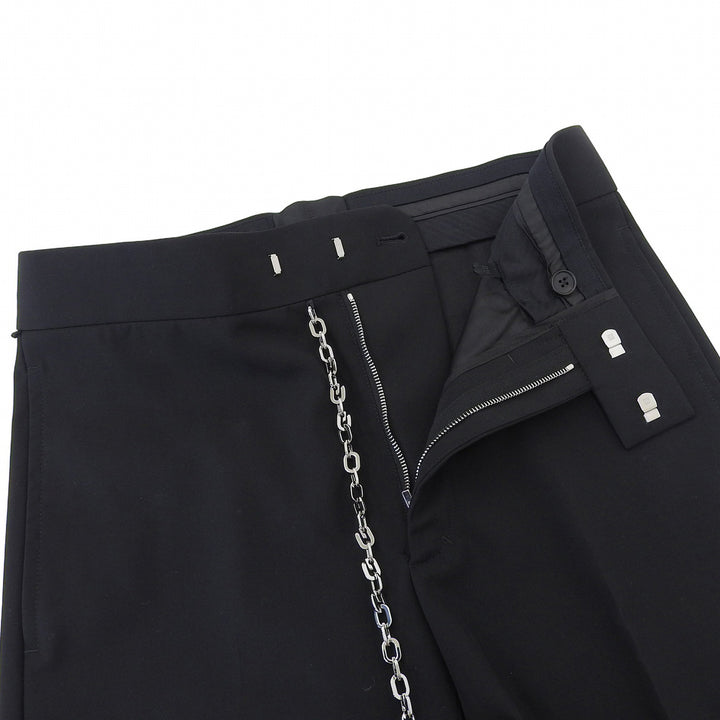 Pristine GIVENCHY Pants Slacks with chain detail black wool mens 44 BM50V813MP
