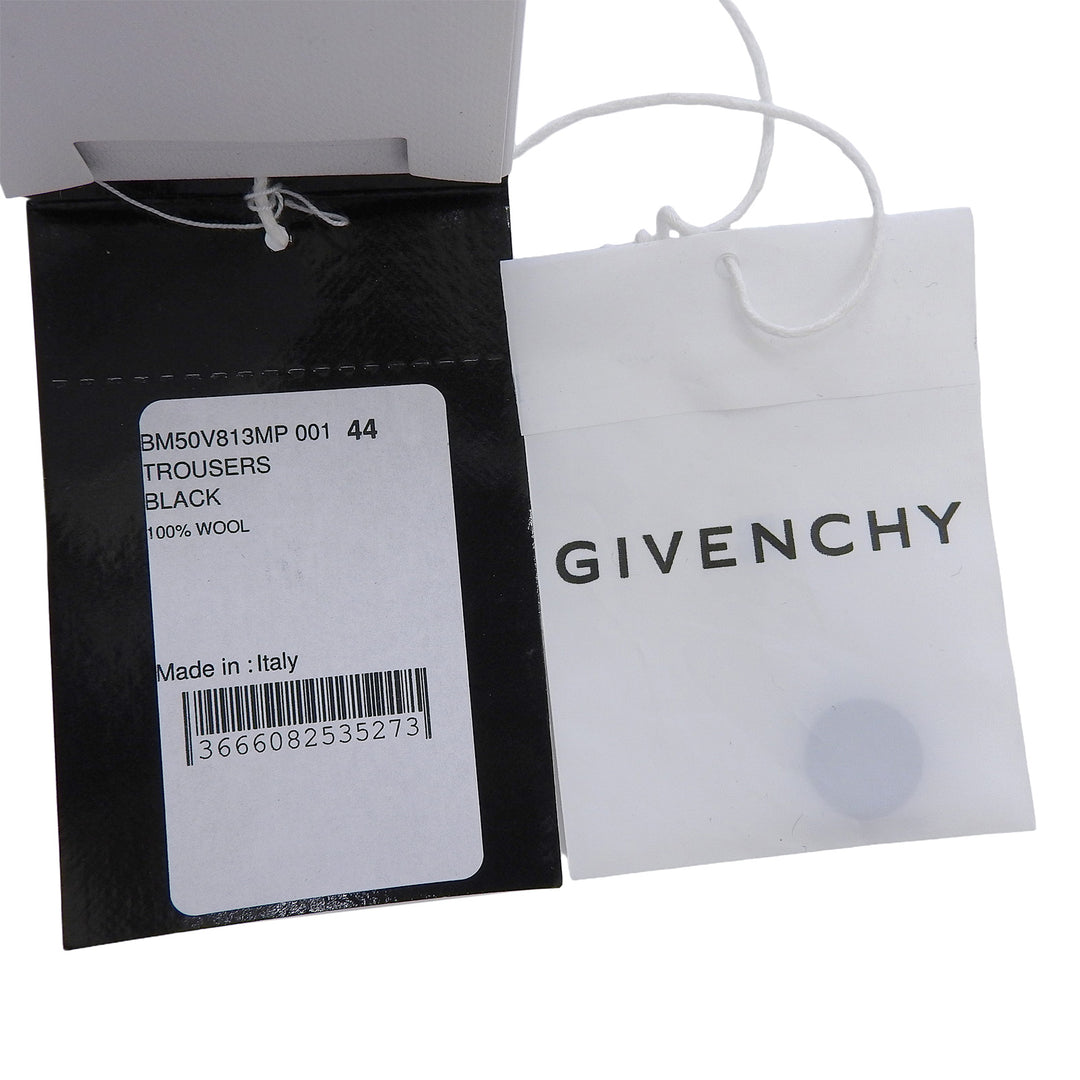 Pristine GIVENCHY Pants Slacks with chain detail black wool mens 44 BM50V813MP