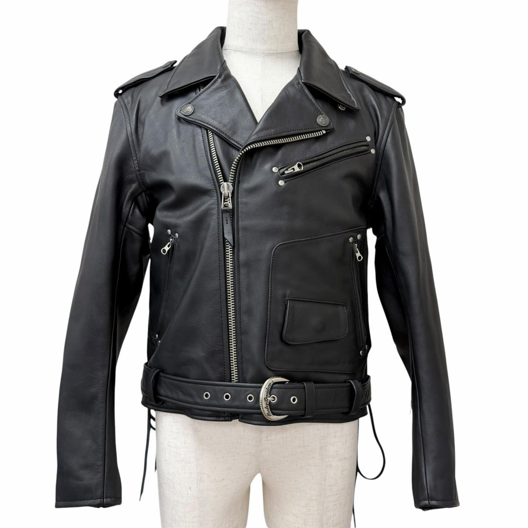 Great HARLEY DAVIDSON Leather jacket Logo button black Cowhide mens L 3000048SM