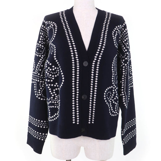 Pristine HERMES cardigan BRIDES de GALA Long sleeve knit Dark navy cashmere 38