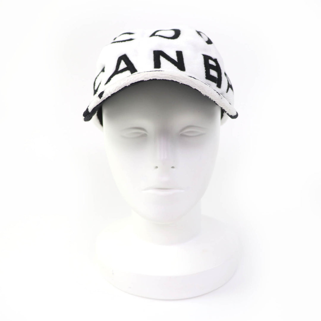 Excellent CHANEL cap COCO Mark Logo Design white cotton Women L 23M