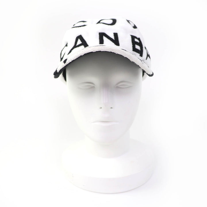 Excellent CHANEL cap COCO Mark Logo Design white cotton Women L 23M