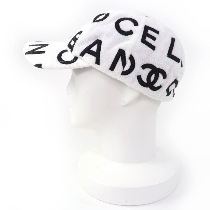 Excellent CHANEL cap COCO Mark Logo Design white cotton Women L 23M