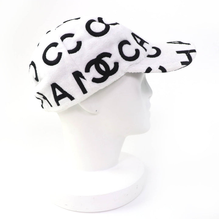 Excellent CHANEL cap COCO Mark Logo Design white cotton Women L 23M