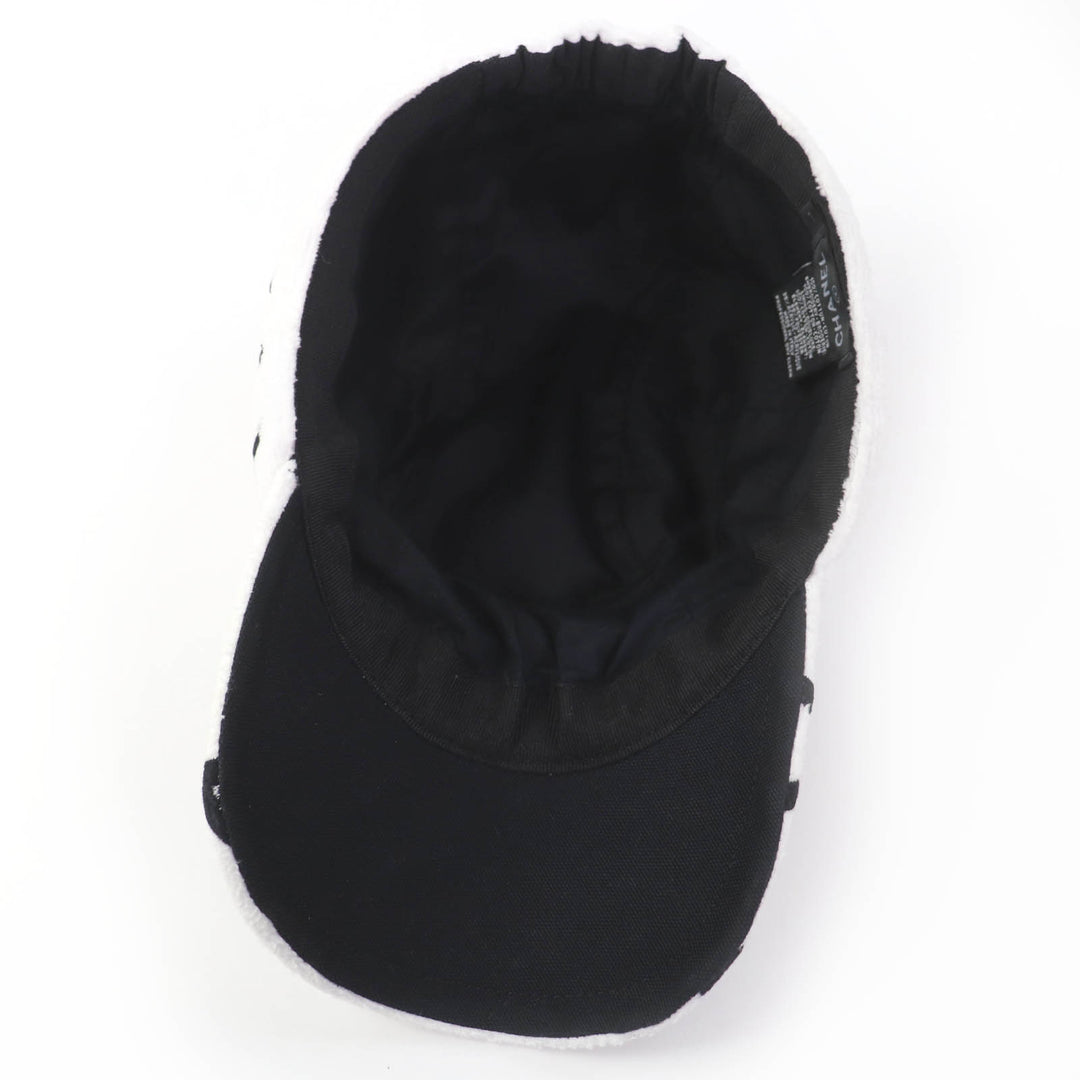 Excellent CHANEL cap COCO Mark Logo Design white cotton Women L 23M