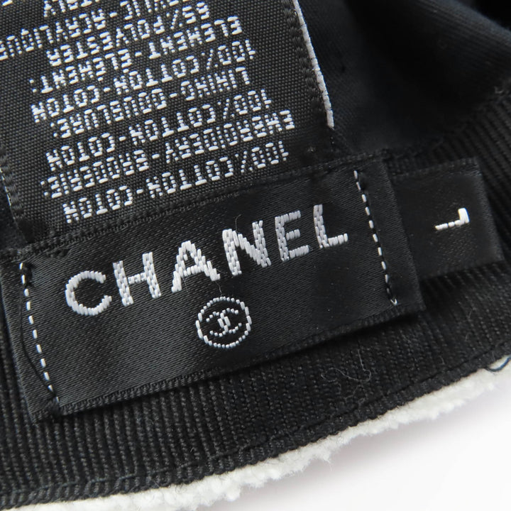 Excellent CHANEL cap COCO Mark Logo Design white cotton Women L 23M