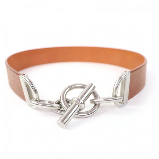 Excellent HERMES belt Margiela era Chaine d'Ancre leather Brown leather Women