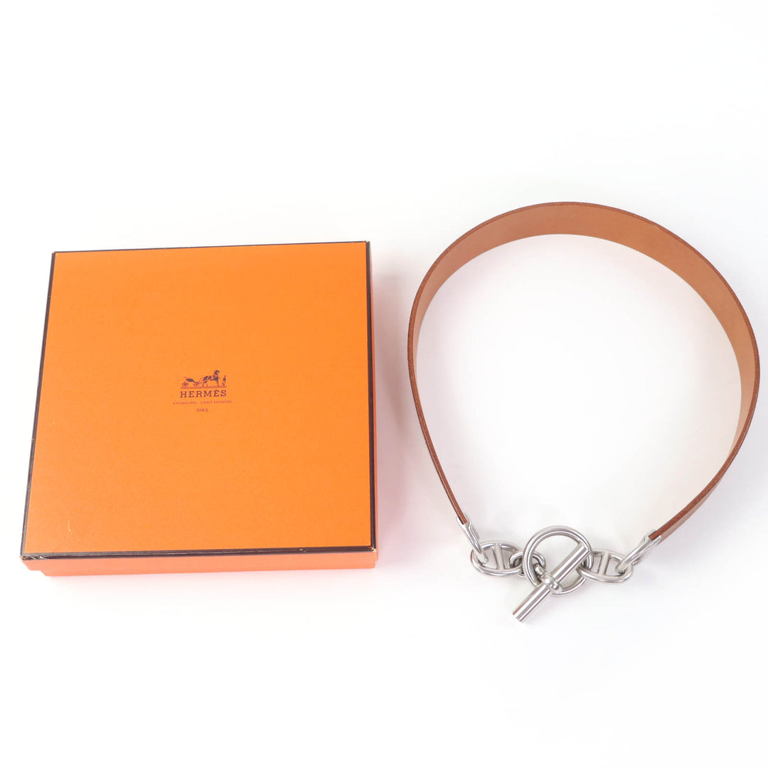Excellent HERMES belt Margiela era Chaine d'Ancre leather Brown leather Women