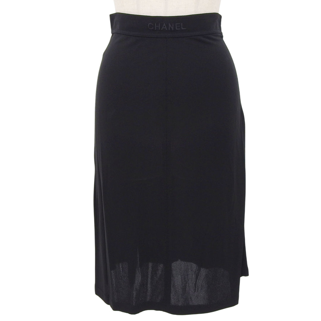 Excellent CHANEL BOUTIQUE skirt black Rayon Women 36 97P P07157