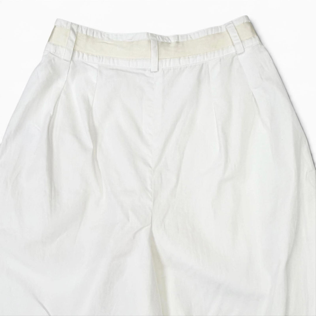 Discounted Great CHANEL Wide pants Front ribbon, ruffled hem design, white IT 38 P59372