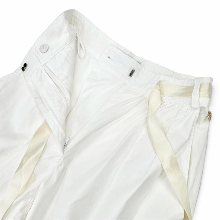 Discounted Great CHANEL Wide pants Front ribbon, ruffled hem design, white IT 38 P59372