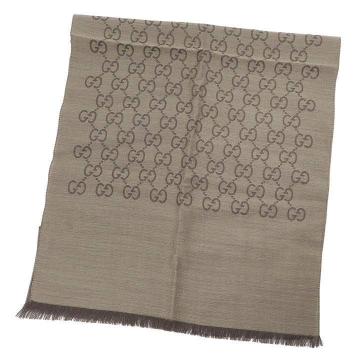 Pristine GUCCI Stall GG logo jacquard with fringe Brown wool Women 165904