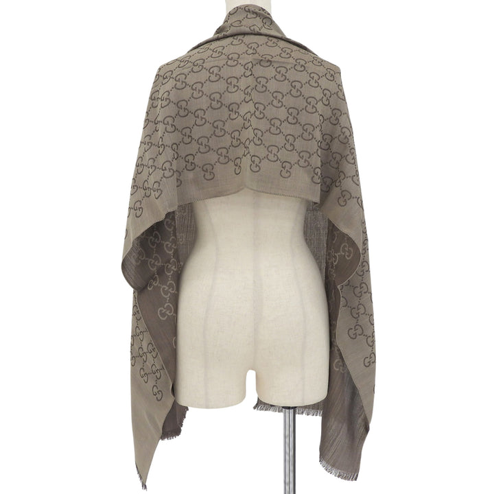 Pristine GUCCI Stall GG logo jacquard with fringe Brown wool Women 165904