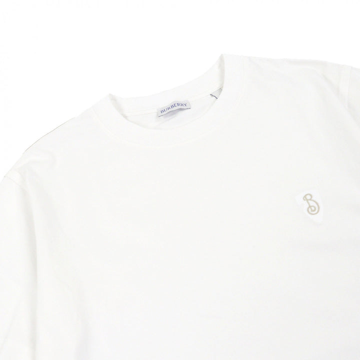 Great BURBERRY Short sleeve T-shirt Logo embroidery white cotton