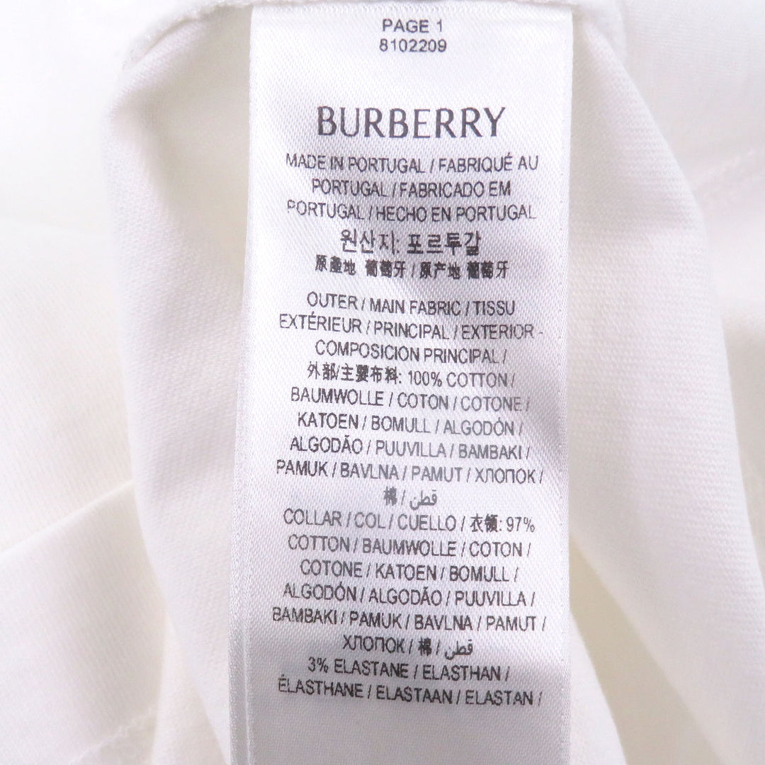 Great BURBERRY Short sleeve T-shirt Logo embroidery white cotton