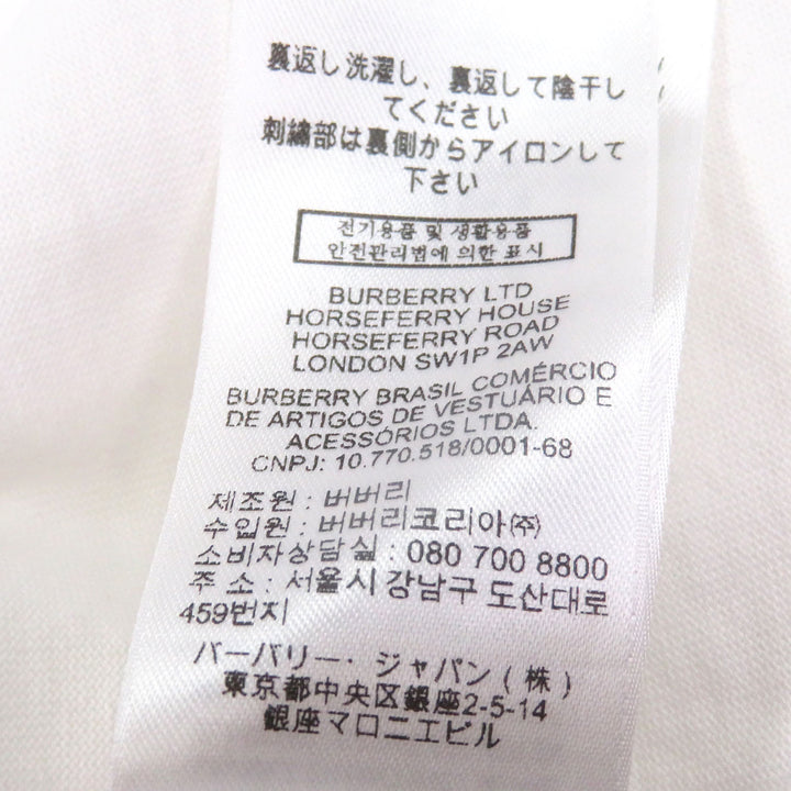 Great BURBERRY Short sleeve T-shirt Logo embroidery white cotton