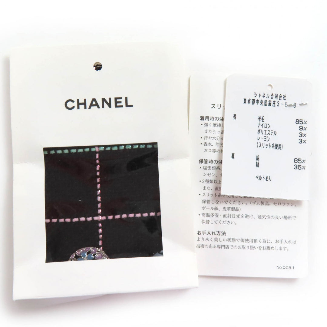 Excellent CHANEL coat COCO Mark Flower Button Check Belted 36 P77271V68603