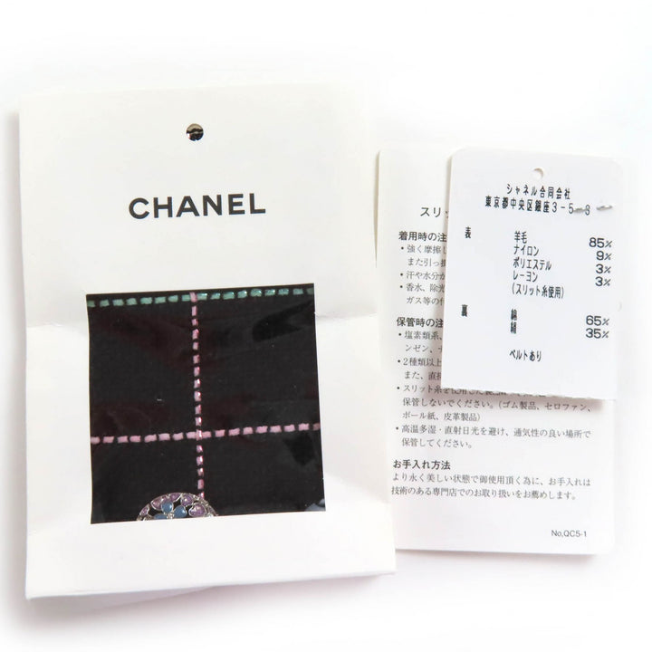 Excellent CHANEL coat COCO Mark Flower Button Check Belted 36 P77271V68603