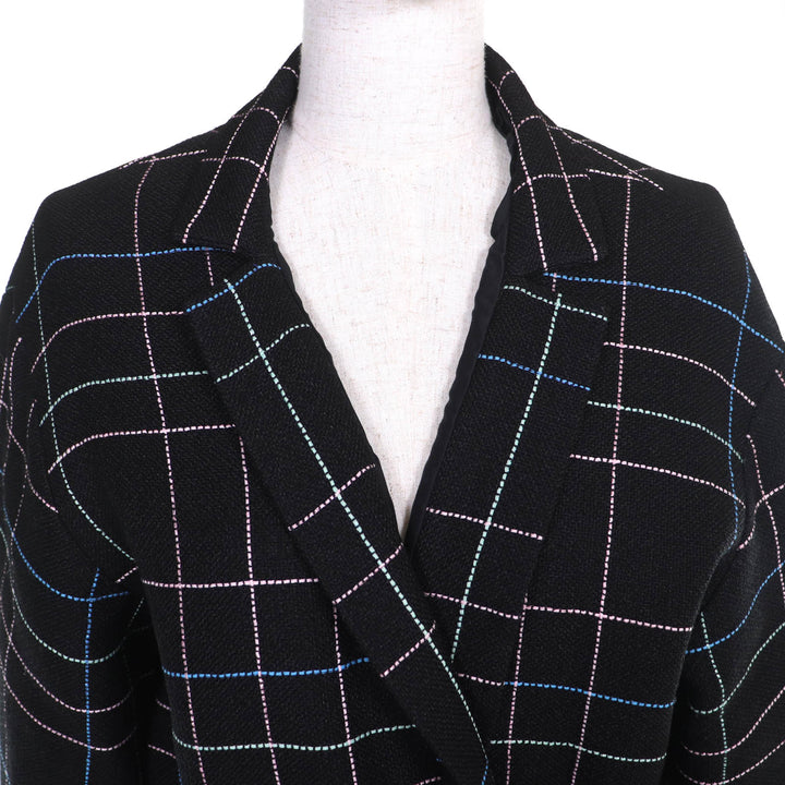 Excellent CHANEL coat COCO Mark Flower Button Check Belted 36 P77271V68603