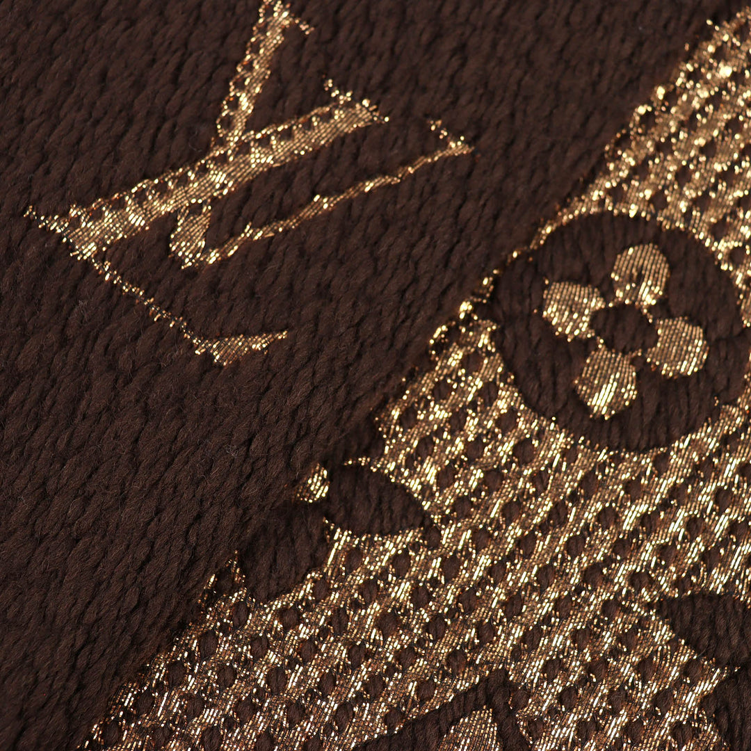 Great LOUIS VUITTON Scarf Escalp Logo Mania Shine Marron wool Women M71383