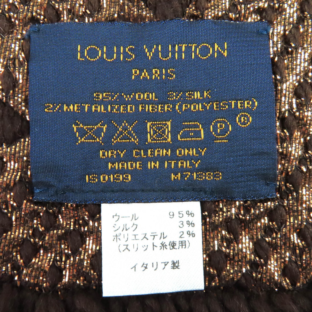 Great LOUIS VUITTON Scarf Escalp Logo Mania Shine Marron wool Women M71383