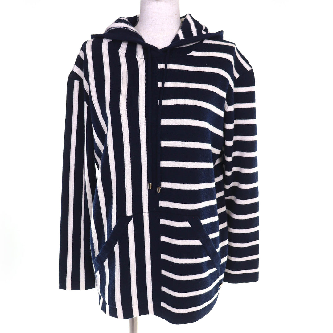 Excellent CHANEL hoodie COCO MarkMetal Border Knit cashmere 36 P77102K11160