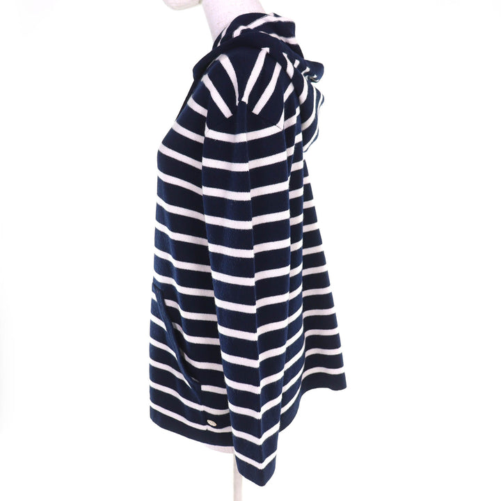 Excellent CHANEL hoodie COCO MarkMetal Border Knit cashmere 36 P77102K11160