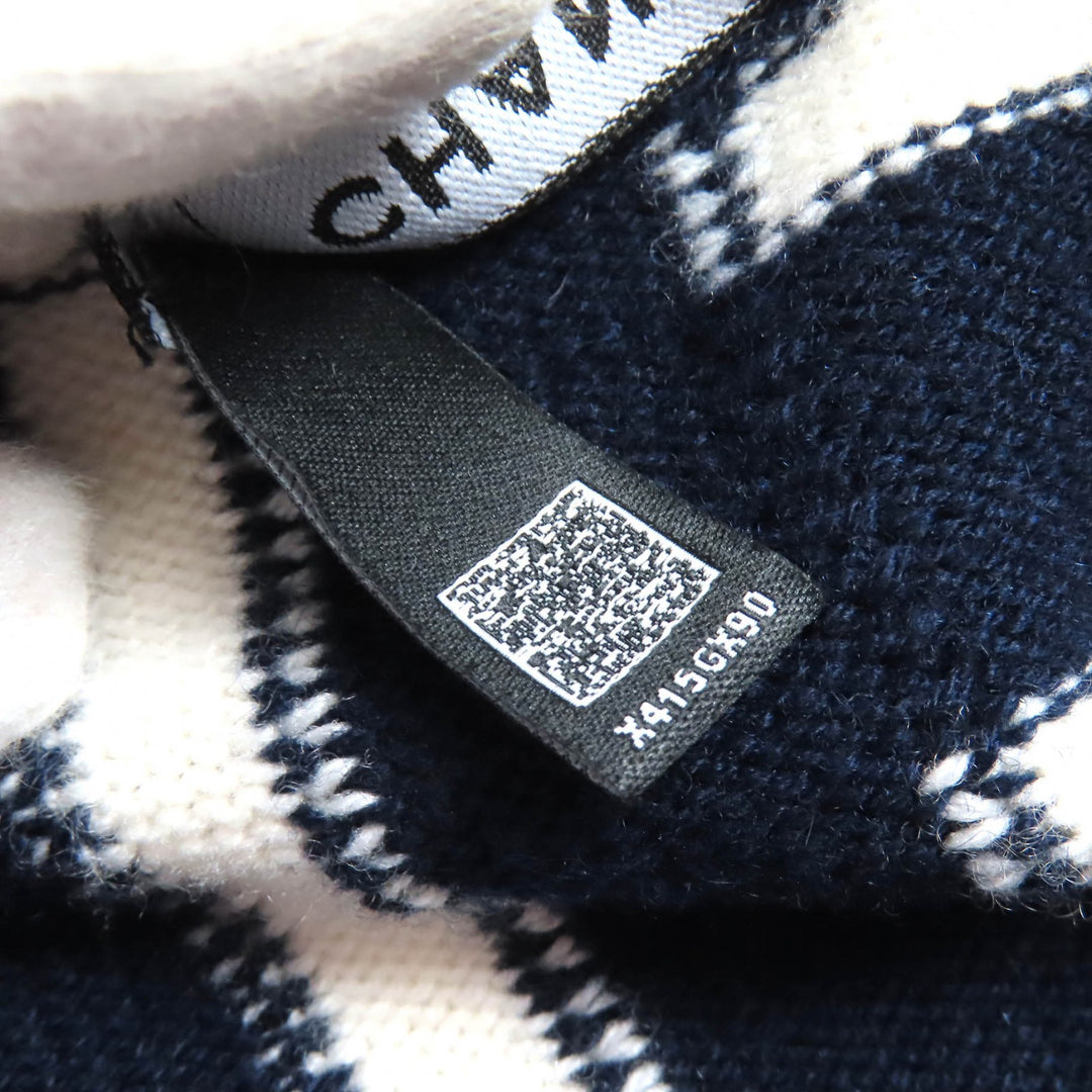 Excellent CHANEL hoodie COCO MarkMetal Border Knit cashmere 36 P77102K11160