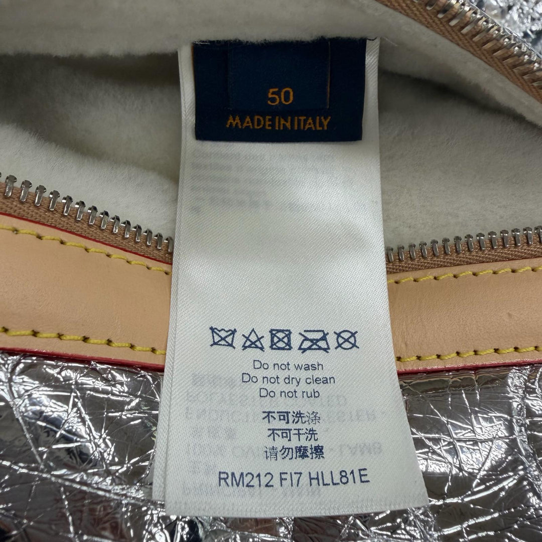 Excellent LOUIS VUITTON Mouton jacket Silver Sheep leather mens 50