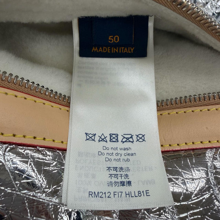 Excellent LOUIS VUITTON Mouton jacket Silver Sheep leather mens 50